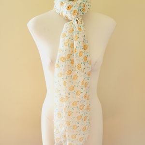 Subtle Luxury Floral Scarf in Yellow and White